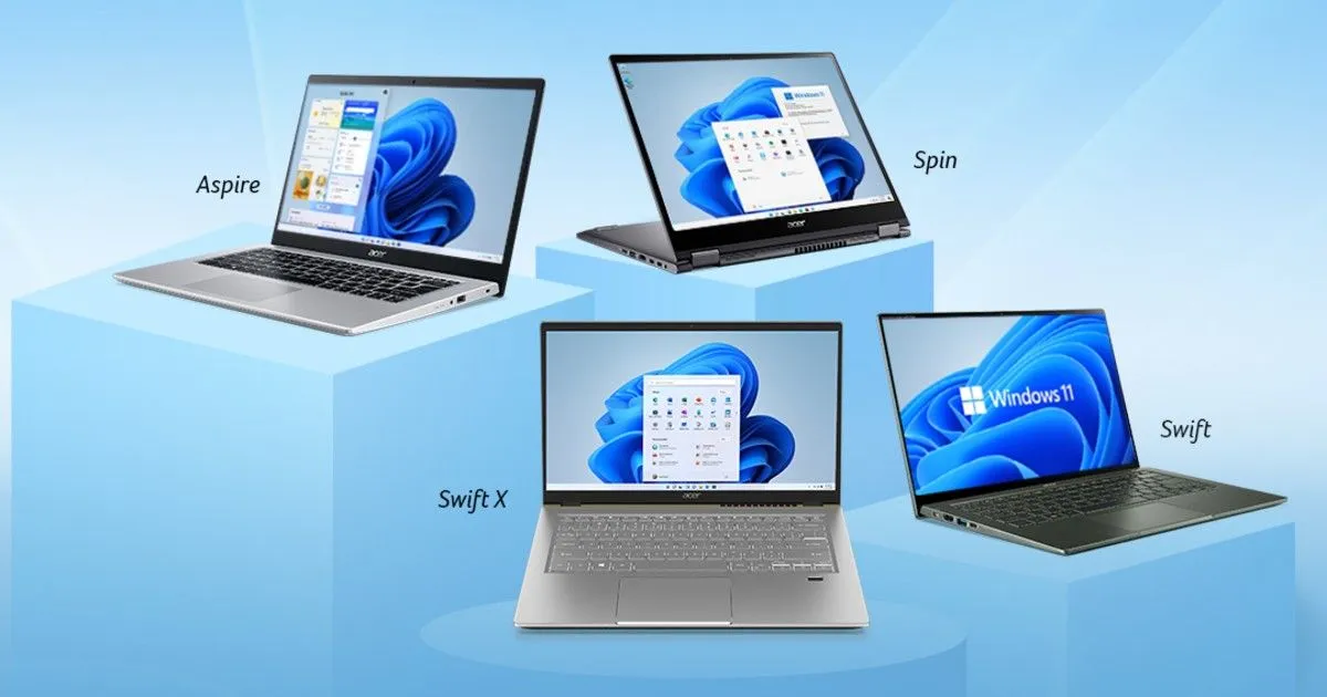 Выпущены линейки ноутбуков Acer Aspire, Spin и Swift с предустановленной Windows 11: цены, характеристики