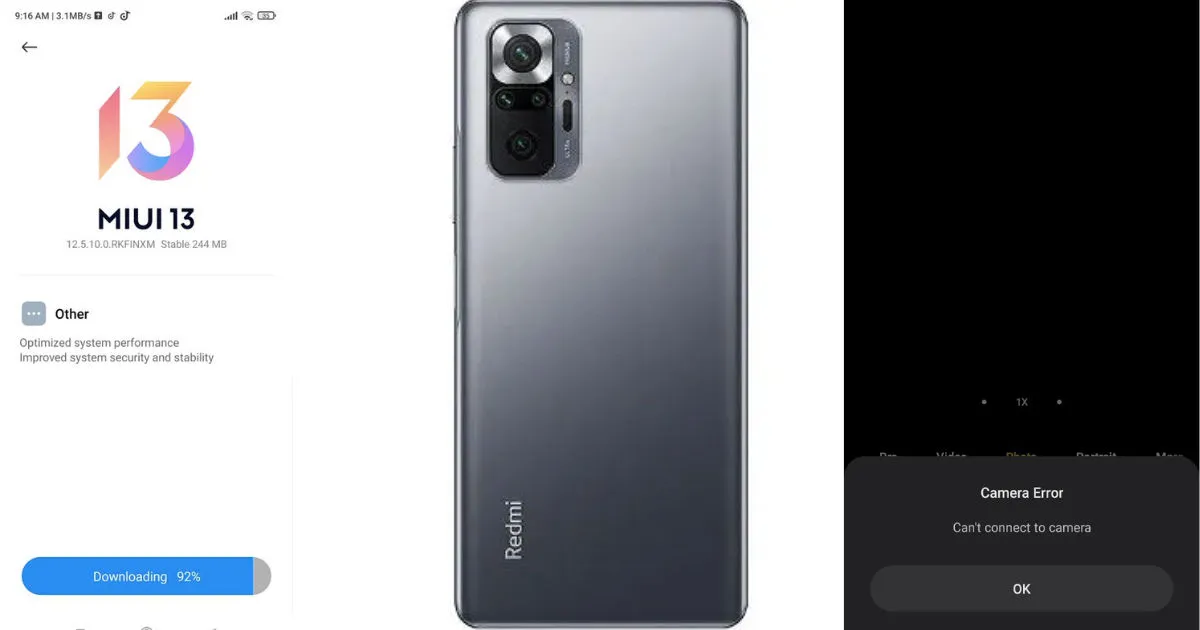 Redmi Note 10 Pro новое обновление вызывает сбой приложения камеры