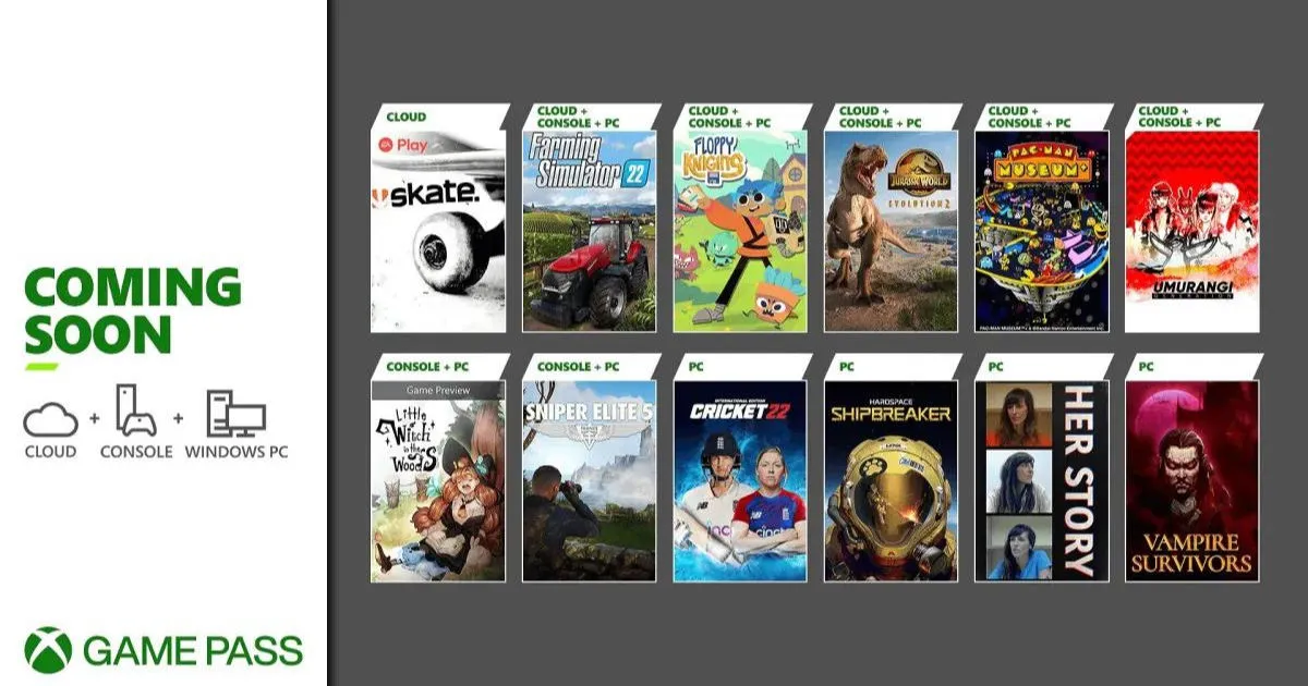 Объявлены игры Xbox Game Pass для второй половины мая — Cricket 22, Skate, Jurassic World Evolution 2, Sniper Elite 5 и другие