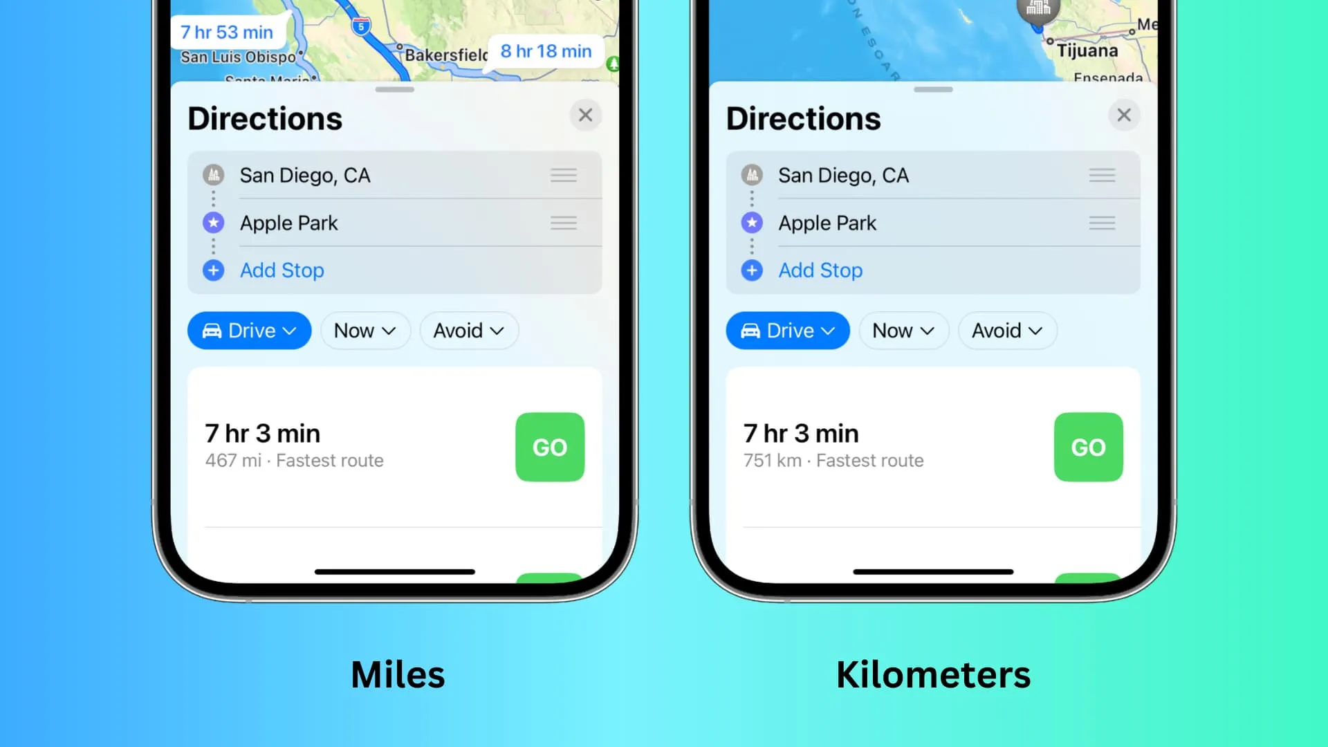 Как переключаться между милями и километрами в Apple Maps и Google Maps