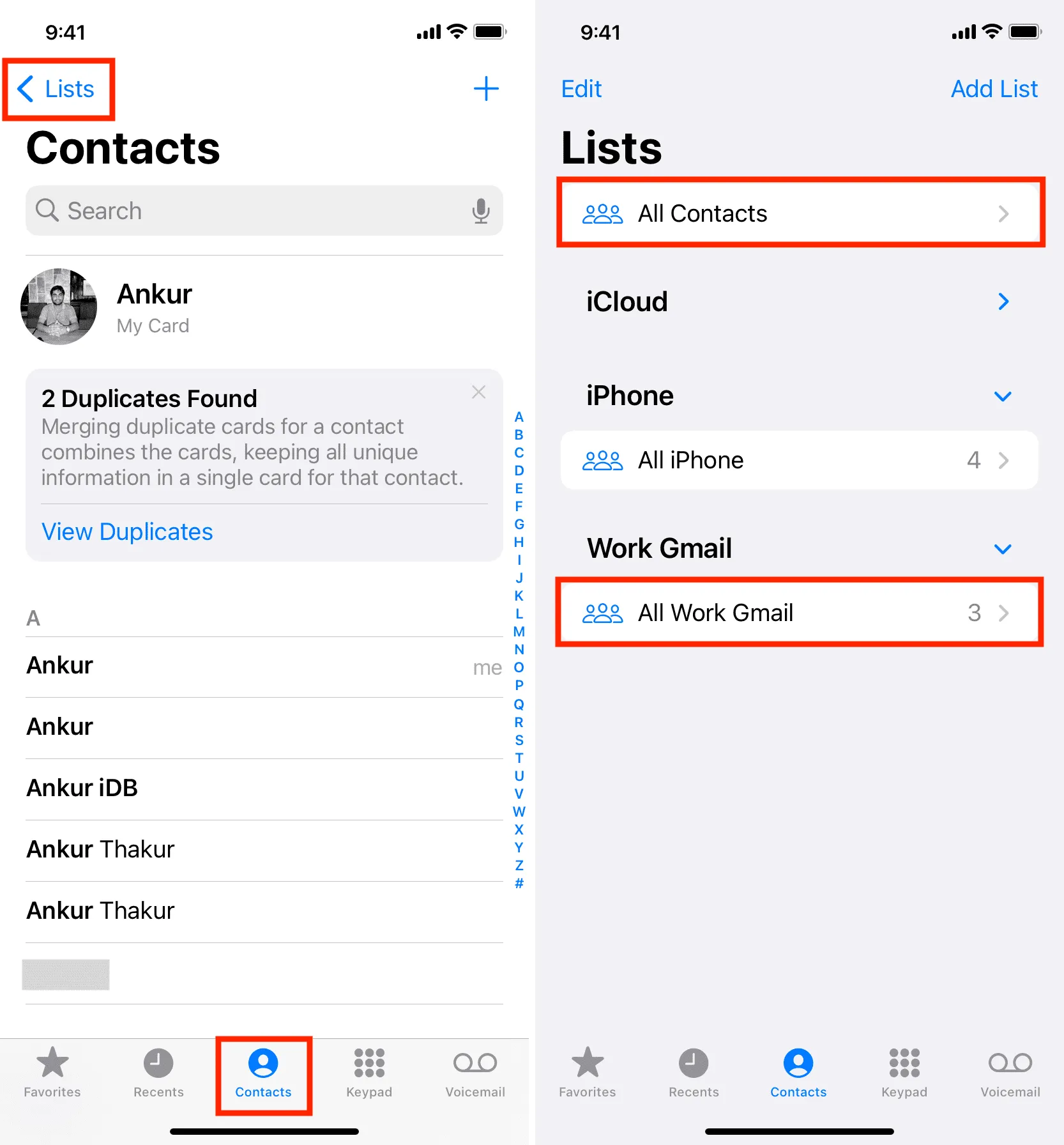 Show Gmail contacts on iPhone